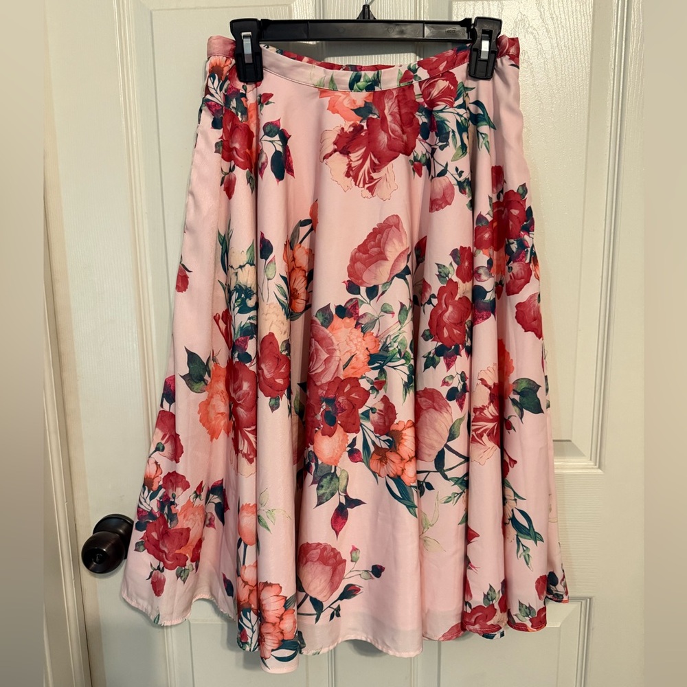 Modcloth Floral Pleated Midi Skirt